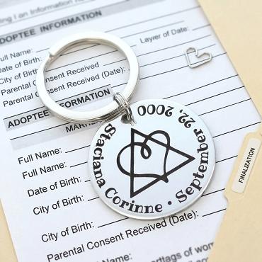 Personalized Adoption Symbol Keychain Gotcha Day Adoption Gift